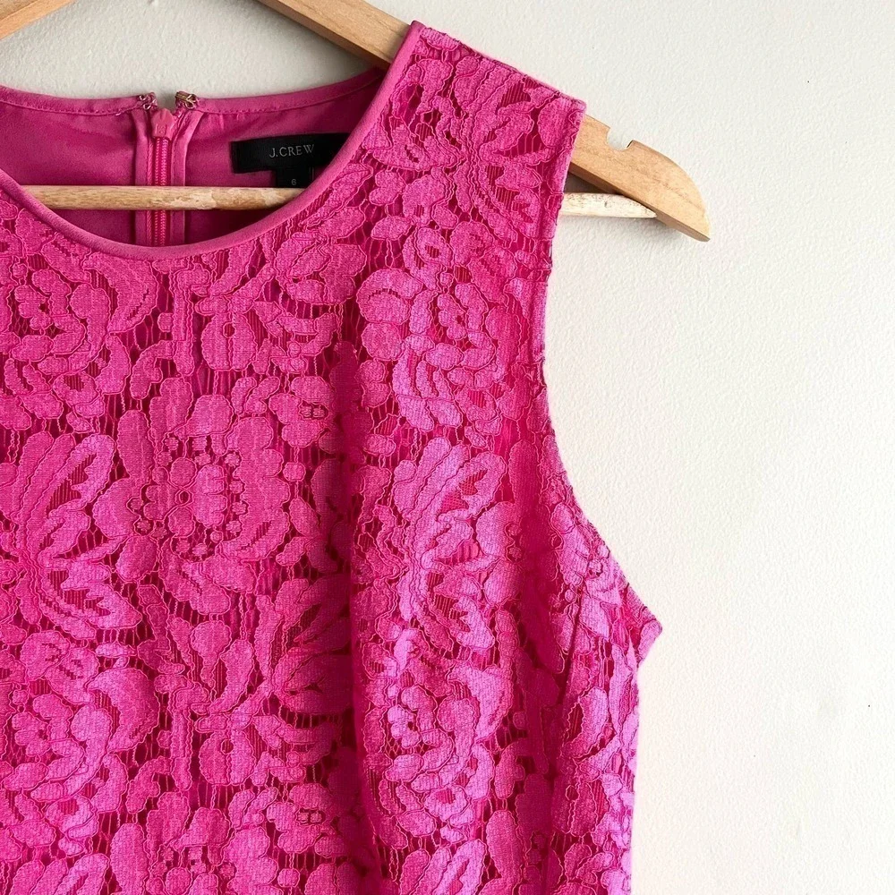 J.Crew Pink Lace‎ Peplum Sleeveless Top, Size 6